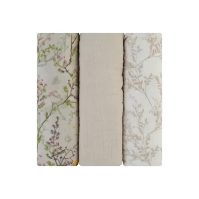 Kikka boo muslin pelene,set 3 kom,75x75cm,secret garden beig