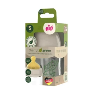 Nip staklena boca Širokog grla,cherry green girl,beige,120ml