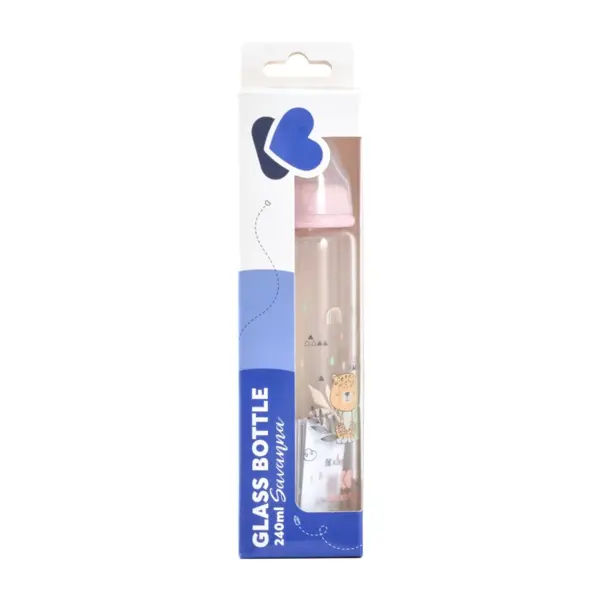 Kikka boo staklena boca za hranjenje 240ml,savanna pink
