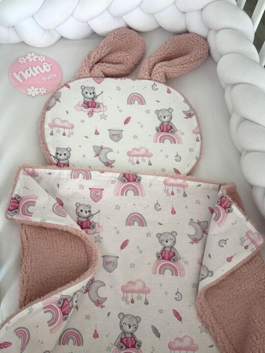 Set teddy jastuk zeko i dekica – roze i roze mede na dugi